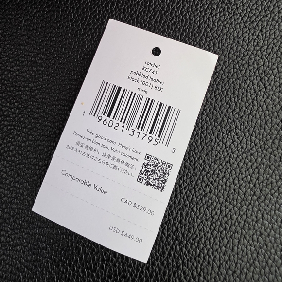 kate spade Black Leather Tote with Striped Detachable Strap - Picture 4 of 7